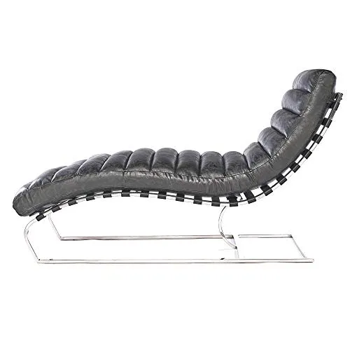 Phoenixarts Echtleder Vintage Leder Relaxliege Schwarz Design Recamiere Liege Sessel Chaiselongue 636