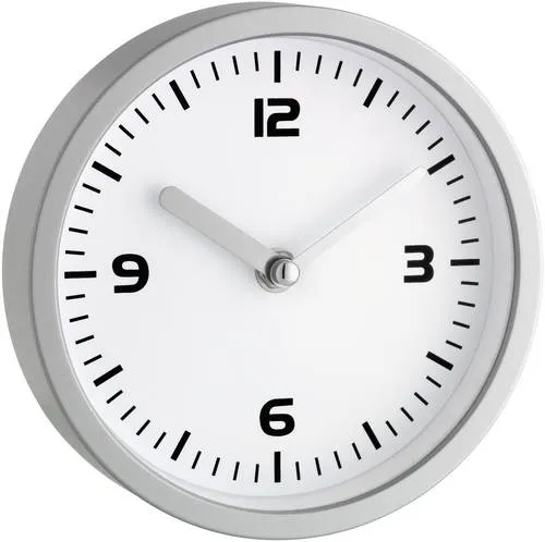 TFA Dostmann 60.3012 Quarz Wanduhr 16mm x 45mm Silber Badezimmer-/Feuchtraum geeignet