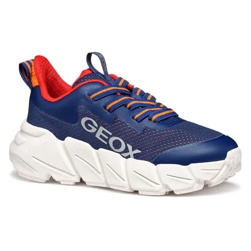 Geox J FLEXYPER Fast Boy Sneaker, Navy, 33 EU - Sneaker mit elastischen Schnürsenkeln für schnelles Anziehen, ideal für aktive Kinder und perfekten Tragekomfort.