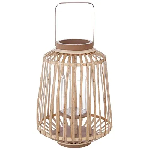 Atmosphera Rattan-Außenlaterne - Helles Holz, 35 cm - Laternen für den Außenbereich, aus hochwertigem Rattan und Glas, schaffen eine gemütliche Atmosphäre im Garten oder auf der Terrasse.