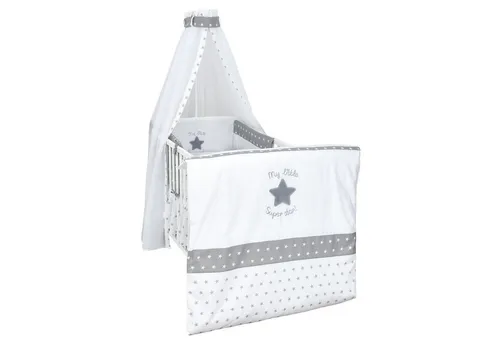 Baby-Delux Babybettwäsche Baby Bettwäsche Set 4-Tlg. Nestchen Chiffonhimmel, Baumwolle, 4 teilig, Bettset für Babybetten 140x70 & 120x60 verschiedene Designs