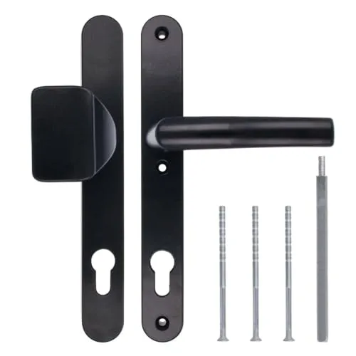 Türgriff/Türdrücker/Türklinke/Drückergarnitur DHS 92mm (Schildbreite 32mm) - Schwarz RAL 9005 - mit Knauf