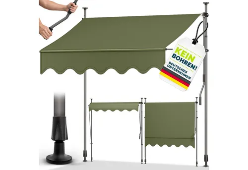 tillvex Klemmmarkise 300x200 cm – Sonnenmarkise für Balkon in grün von tillvex