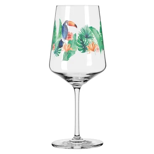 RITZENHOFF Aperitifglas 500 ml - Sommerlicher Tucan Design - Wassergläser mit farbenfrohem Tucan-Motiv, ideal für Cocktails. Hergestellt aus hochwertigem Kristallglas, spülmaschinengeeignet und in attraktiver Geschenkverpackung.