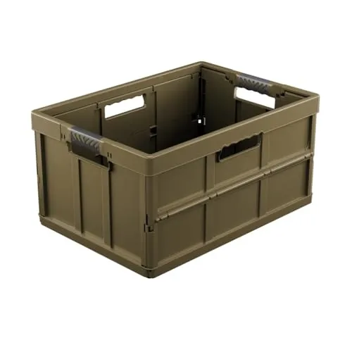 keeeper benno Klappbox mit Softgriffen, 45 l, Tragkraft 50 kg, Lebensmittelecht, Olive
