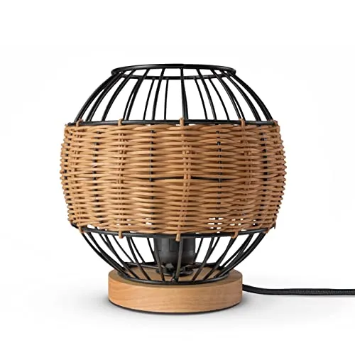 Paco Home Tischlampe Rattan - Boho Style für Wohnzimmer - Hängeleuchten & Pendelleuchten mit modernem Design aus stabilem Stahl und Rattan, ideal für einen trendigen Wohnstil.