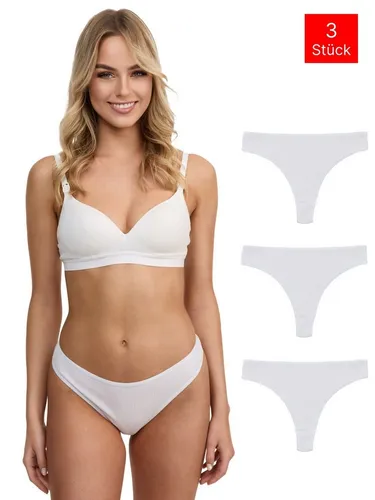 Tazzio String 3er-Pack Damen Tanga F933 (Packung, 3-St) Ripp-Struktur für angenehmen Tragekomfort