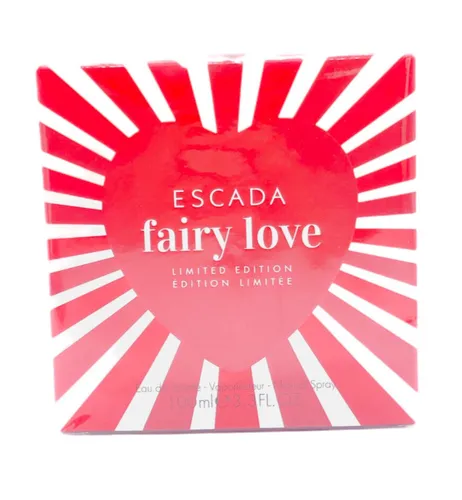 Escada Fairy Love Eau De Toilette Spray 100ml - Damendüfte mit fruchtig-blumiger Tiefe, perfekt für romantische Anlässe. 100% vegan und 86% natürliche Inhaltsstoffe in einem bezaubernden Herzflakon.