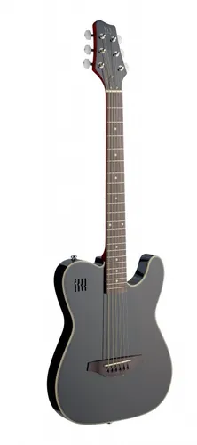 E-Folkgitarre, Solidbody m. Cutaway, schwarz