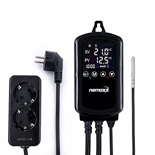 NEMAXX® NTP16 Digitaler Temperaturregler - Temperaturwächter mit 2 Steckdosen, programmierbar für Kühl- und Heizgeräte bis 3000W, ideal für individuelle Temperaturkontrolle und Sicherheit.