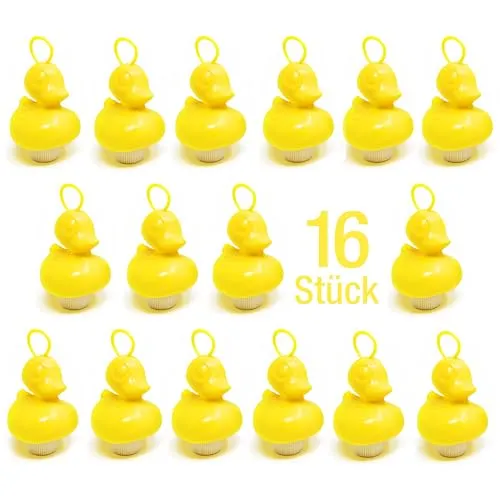 AMLI Enten Angeln - 16x gelbe Entchen mit Öse & Gewicht - Badewannenspielzeug – Klassisches Entenangeln mit 16 gelben Enten, ideal für Kindergeburtstage und Sommerpartys. Die Enten bleiben dank integriertem Gewicht aufrecht und sorgen für riesigen Spielspaß im Wasser!