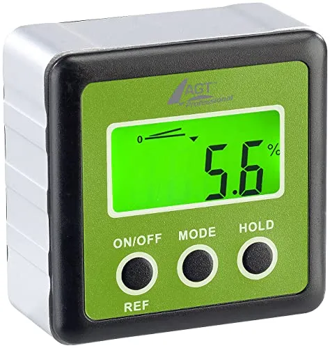AGT Professional Neigungsmesser: Digitaler Winkelmesser, beleuchtetes LCD-Display, Alu, IP54, 0-360° (Wasserwaage, Digitaler Neigungsmesser, winkelmess)