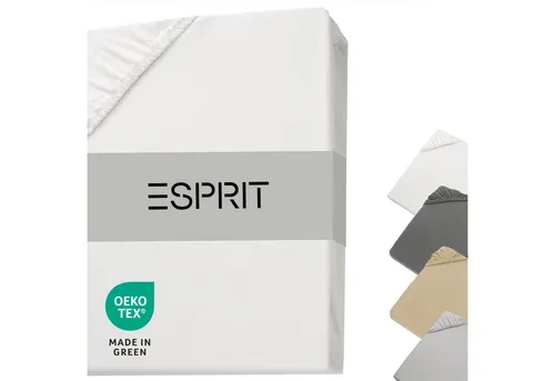 Esprit Spannbettlaken PREMIUM Spannbettlaken, Mischgewebe, Gummizug: rundum, (1 Stück), 100 x 200 cm in Weiss