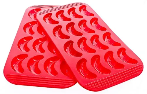 Coolinato Vanille Kipferl Backform 2-tlg. – Silikonform für 32 Kipferl inkl. Spachtel – lebensmittelecht, BPA-frei, antihaftend, spülmaschinengeeignet, -40 bis +230 °C