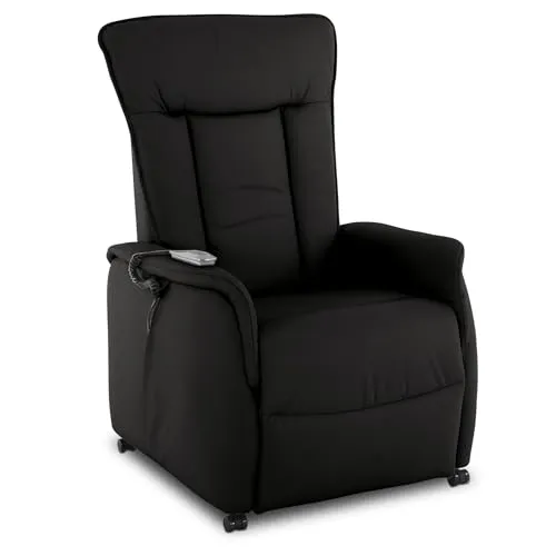 Raburg Fernsehsessel mit Aufstehhilfe, Relaxsessel mit Liegefunktion, elektrisch mit Fernbedienung, 2 Motoren, Taschenfederkern/Komfort-Polsterung, bis 120 kg, Leder/Kunstleder, Marie, Schwarz
