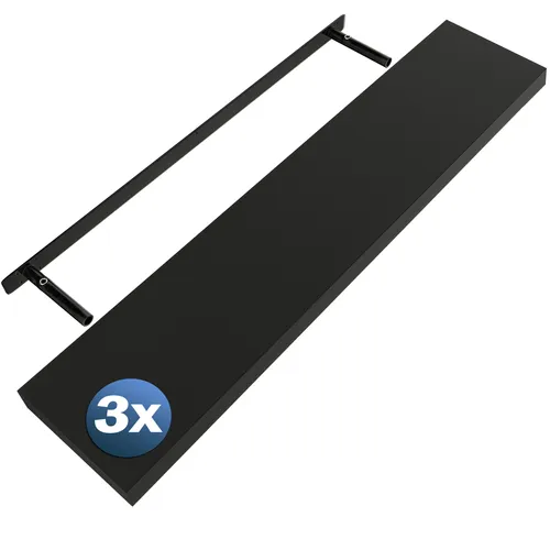 DeubaXXL DE Wandregal Schweberegal 110cm 3er-Set Schwarz - Schweberegal 110cm, modernes Design mit freischwebe-Effekt und hoher Tragkraft bis 15 kg, ideal für jeden Raum.