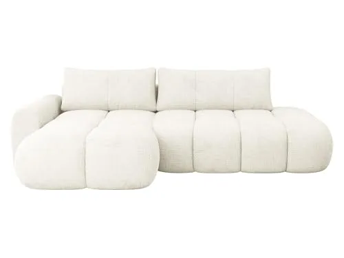 Mirjan24 Ecksofa mit offener Ottomane Messirt O für Wohnzimmer mit Schlaffunktion und Bettkasten, Eckcouch, Polsterecke, abgerundete Kanten (Flow 06, Seite: Links)