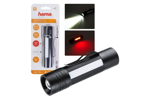Hama LED Laterne LED Taschenlampe Multifunktion Aluminium, auch als Werkstattlampe, LED, weiß, Alu Gehäuse mit Magnet, Hell 180 Lumen, Fokussierbar, 100m Reichweite