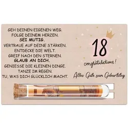 18. Geburtstag Geschenkset mit Reagenzglas und Holzkarte | Einzigartiges Geldgeschenk
