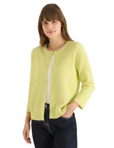 CECIL Strickjacke TOS_Short Cardigan XL in iced yellow melange - Stylische Strickjacke mit 37% Baumwolle, ideal für gemütliche Herbsttage. Der lässige Schnitt und die angenehme Passform machen sie zum perfekten Begleiter.