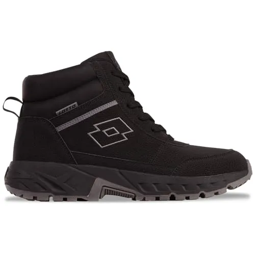 Lotto Unisex EVEDAL MID Halblange Stiefel, Black, 46 EU - Wanderschuhe im Workboot-Style mit robuster zweifarbiger Outdoorsohle und starker Profilierung für optimalen Halt und Komfort auf jedem Terrain.