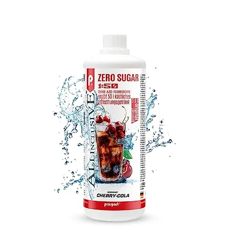 Prosport Allinclusive® Cherry-Cola 1000ml – ZERO SUGAR Sirup mit Vitaminen – Premium Getränkekonzentrat 1:50 – Ohne Zucker, Aspartam & Azofarbstoffe – Perfekt für Wassersprudler