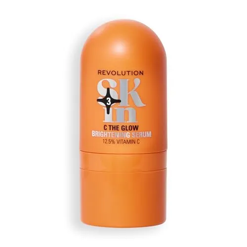 Revolution SKin, C The Glow Brightening Serum, Aufhellendes Serum mit Vitamin C, Verstärkt Strahlkraft, Feuchtigkeitsspendend, Vegan und Tierversuchsfrei, 30ml