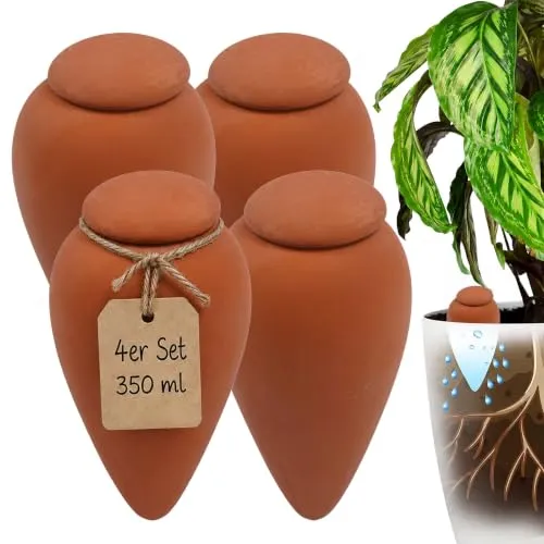 Relaxdays Tonkegel Bewässerung 4er Set, 350 ml für Pflanzen von Relaxdays
