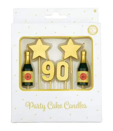 PD-Party - Geburtstagskerzen für Kuchen & Torten - Geburtstagsdeko - Goldene Kuchenkerzen für Geburtstagsfeiern von Kindern & Erwachsenen - Zahlenkerzen - Nummer Kerze - Größe 3 x 9 x 1 cm - 90 Jahre