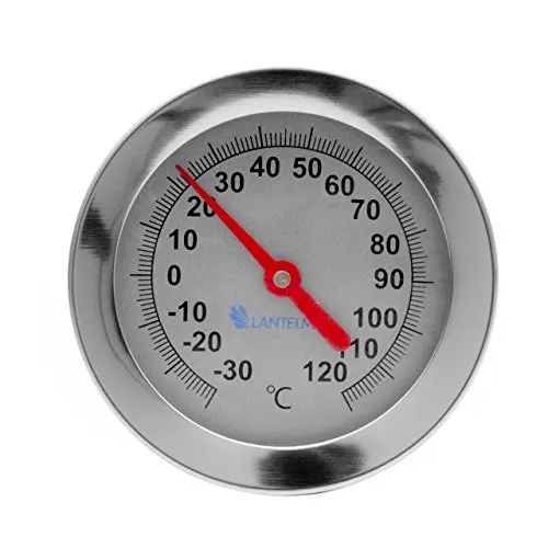 Lantelme Einkochthermometer Edelstahl mit 30cm Sonde | Temperaturbereich -30°C bis 120°C | Analog Bimetall Thermometer zum Einkochen Einmachen Räuchern Küche und Fleischerei Metzgerei