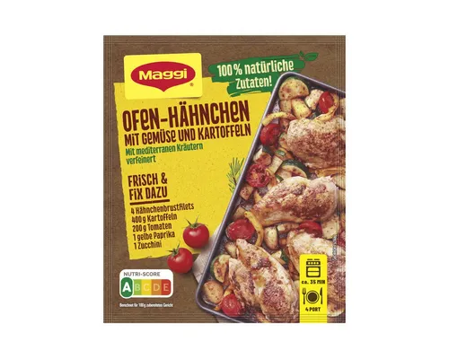 Produktbild MAGGI Fix Ofen-Hähnchen mit Gemüse und Kartoffeln 27g