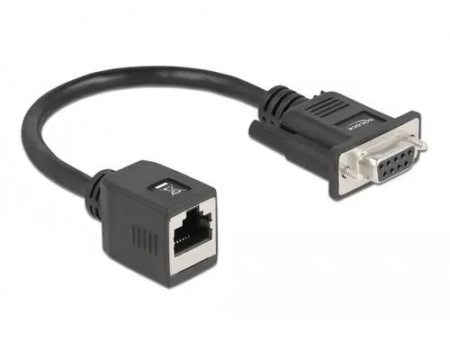 Delock Seriell RS-232/422/485 Adapter DB9 Buchse zu RJ45 Buchse (0.20 m) - Praktischer Adapter für die serielle Datenübertragung, ideal für den professionellen Einsatz. Kompakt und einfach zu installieren, sorgt er für eine zuverlässige Verbindung.