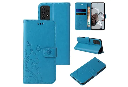 Tec-Expert Handyhülle Cover Tasche Hülle für Samsung Galaxy A72 6,7 Zoll, Klapphülle Case mit Kartenfach Fliphülle aufstellbar, Motiv Blumen
