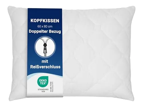 ZOLLNER Kopfkissen 60x80 cm - Hotelqualität mit Polyesterfüllung - Kissen in Hotelqualität mit waschbarem Mischgewebe-Bezug für angenehmen Komfort. Individuell anpassbare Füllung für optimale Nackenstütze.