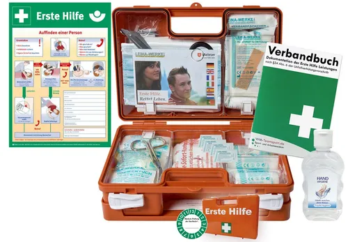 WM-Teamsport Erste-Hilfe-Koffer safeAID - Erste-Hilfe-Koffer nach DIN 13157 inkl. Hand-Hygiene-Gel, mobil und stationär einsetzbar, mit robuster ABS-Konstruktion und variabler Inneneinteilung für optimale Nutzung.