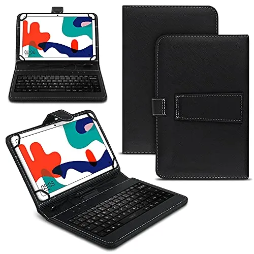 Naukita Tablet Hülle kompatibel mit Xiaomi Redmi Pad 2 2025 Tasche Tastatur Universal Schutzhülle Keyboard QWERTZ Layout, Farben:Schwarz