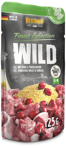 BELCANDO 12x125g Wild mit Hirse & Preiselbeeren Nassfutter Feuchtnahrung Hund