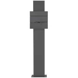 ML-Design ECD Germany Standbriefkasten Anthrazit Edelstahl 170 cm freistehend, mit Zeitungsfach, Postkasten Anthrazit 37x37 cm, pulverbeschichtet