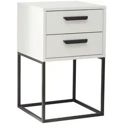 BOXXX Nachtkommode SUNA - Modernes Design in Weiß - Nachttische mit 2 geräumigen Schubladen für optimalen Stauraum und eleganten Kontrast aus Weiß und Schwarz. Ideal für stilvolle Schlafzimmer.