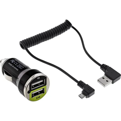 InLine® USB DUAL+ KFZ-Ladeset Stromadapter 1m Kabel 12/24VDC zu 5V DC/2.1A