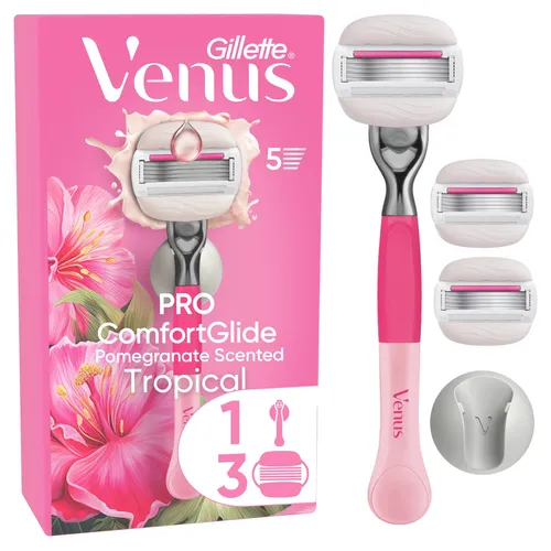 Produktbild Gillette Venus Pro Comfortglide Tropical Rasierapparat 3 Klingen+Duschhänger Damenrasierer
