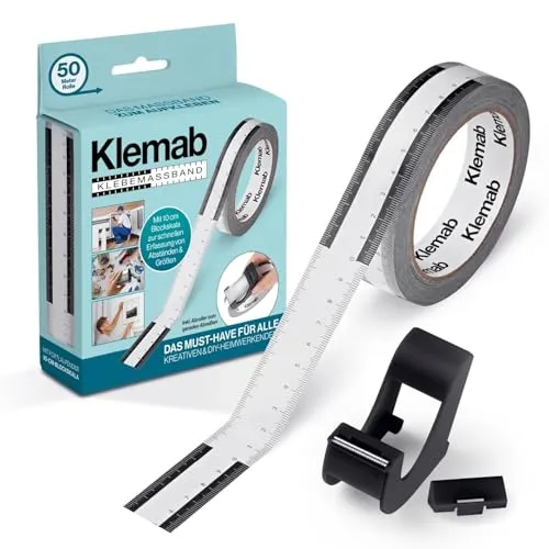 Klemab Klebemaßband 50m weiß/schwarz