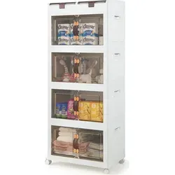 GOPLUS Stapelbare Aufbewahrungsbox mit Deckel - Aufbewahrungsboxen mit 210L Fassungsvermögen, 360° drehbaren Rollen und zwei Öffnungsmöglichkeiten für einfache Handhabung – ideal für Badezimmer, Küche oder Schlafzimmer.