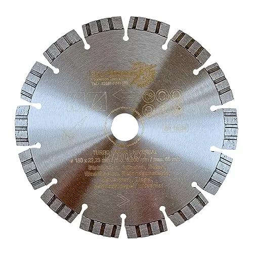 Diamant-Trennscheibe Beton Laser Turbo Universal 180 mm x 22,23 mm besonders gut geeignet für Stahlbeton und Beton Diamanttrennscheibe sehr ruhiges Schneidverhalten lange Lebensdauer