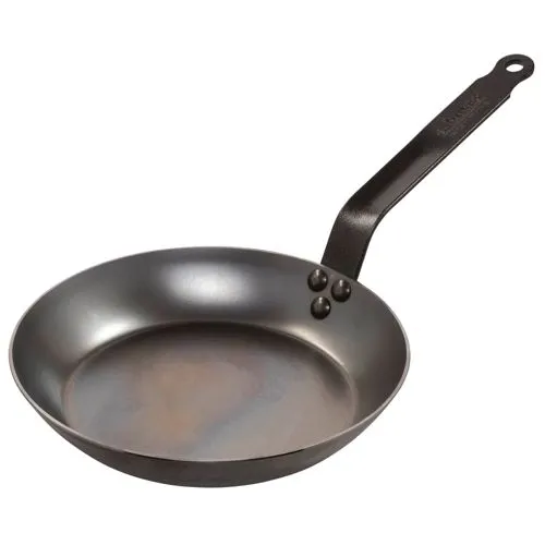 de Buyer Bratpfanne CARBONE PLUS 24 cm aus Eisenstahl - Robuste Eisenstahlpfanne für perfektes Anbraten und Grillen. Hält die Geheimnisse der Maillard-Reaktion und verbessert die Antihaftwirkung mit jeder Nutzung. Ideal für alle Herdarten, inklusive Induktion.