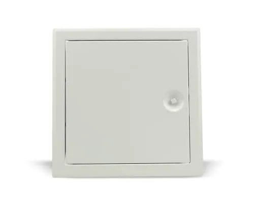 Revisionstür 50 x 50 cm (500 x 500 mm) weiß – Stahl Wartungsklappe mit Vierkantverschluss | Revisionsklappe Trockenbau & Decke | Inspektionsklappe RAL 9016 Feuchtraum geeignet