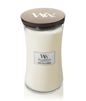 WoodWick White Tea & Jasmine Duftkerze 610 g - Duftkerze in der Kategorie Duftkerzen mit beruhigendem Aroma von weißem Tee und Jasmin, perfekt für eine entspannende Atmosphäre.