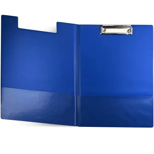 Netuno 1 Stück Klemmbrettmappe A4 Blau mit Deckel und Metallclip Schreibplatte aus Hartkunststoff Dokumentenhalter Schreibunterlage Clipboard Mappe mit Bügelklemme