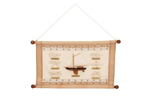 NKlaus Wanddekoobjekt Knoten-Wandbehang aus Segelstoff & Holz