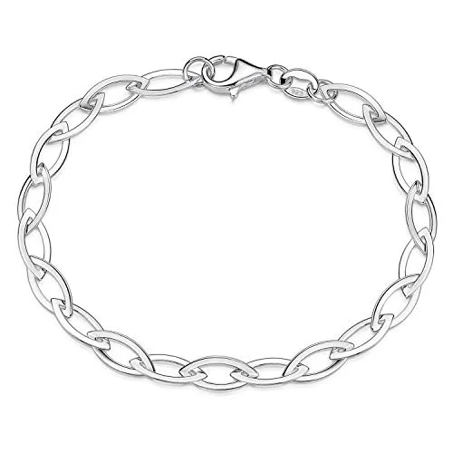 MATERIA Ankerkette Armband Silber 925 - Elegantes Damenarmband 5mm breit - Armbänder für Damen aus hochwertigem 925 Sterling Silber, federleicht und individuell verkürzbar. Ideal zum Kombinieren mit der passenden Halskette für den perfekten Look.